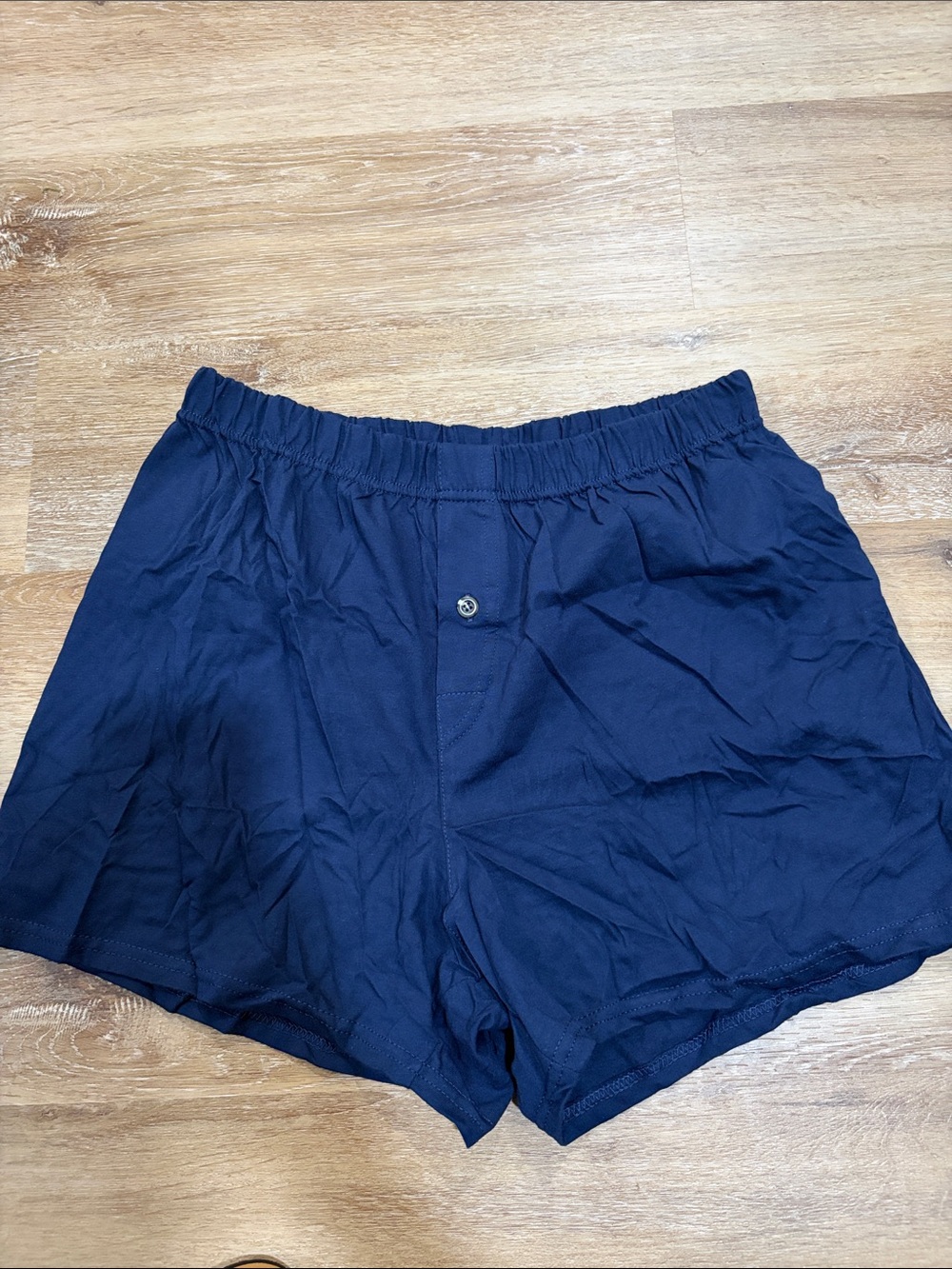 Women’s Navy Elastic-Waist Boxer lounge Shorts